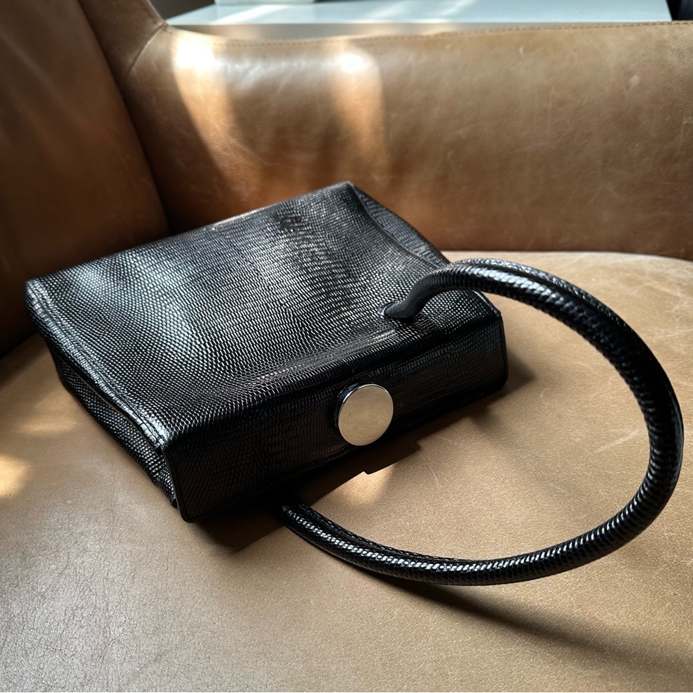 Little Liffner MADAME MADEMOISELLE black Lizard LEATHER SMALL MINI BAG PURSE - Picture 7 of 14
